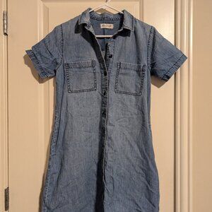 Madewell Jean Chambray Frayed Hem dress size Small